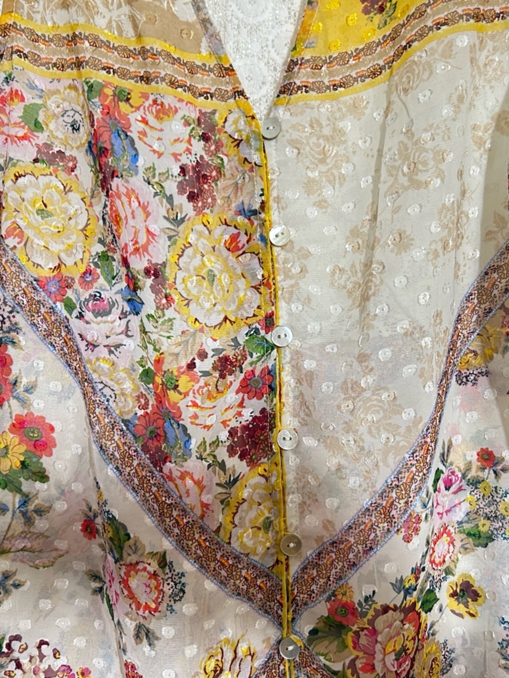 Fig & Flower Sz M Bohemian Floral Patchwork Tank Lace Crochet Overlay Top - Picture 14 of 15